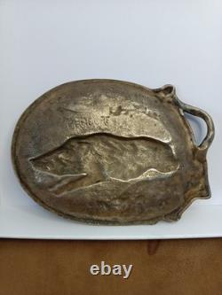 Vide-poche Ancien Art déco en bronze signé Berndorf décor de sanglier-Chasse