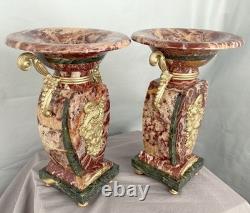 Vide poches vases garniture art déco bronze doré marbre rouge Persan