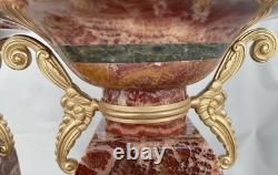 Vide poches vases garniture art déco bronze doré marbre rouge Persan