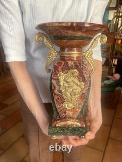 Vide poches vases garniture art déco bronze doré marbre rouge Persan
