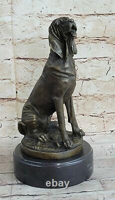 Vintage Art Déco Solide Fonte Bronze Chien / Bloodhound Figurine Marbre Deal