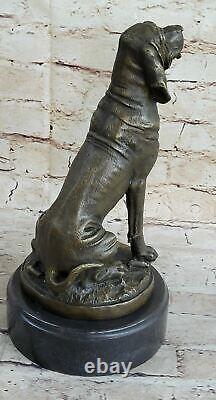 Vintage Art Déco Solide Fonte Bronze Chien / Bloodhound Figurine Marbre Deal