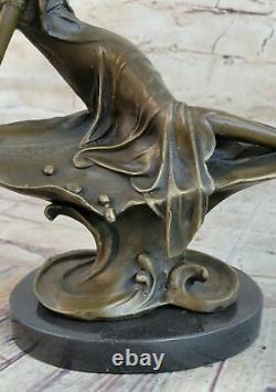 Vintage Bronze Chair Nymphe Sculpture-Art Déco Figurine Par Mavchi Décor Nr