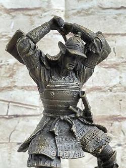 Vintage Rare Signée Kamiko Solide Samurai Bronze Art Déco Marbre Figurine Base