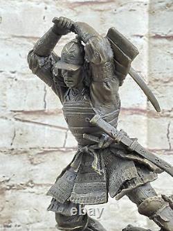 Vintage Rare Signée Kamiko Solide Samurai Bronze Art Déco Marbre Figurine Base