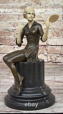 Vintage Sculpture Statue Femme Modèle Art Déco Femelle Figurine Bronze Solde