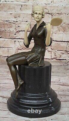 Vintage Sculpture Statue Femme Modèle Art Déco Femelle Figurine Bronze Solde