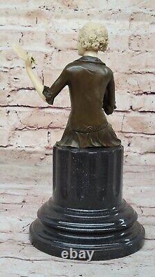 Vintage Sculpture Statue Femme Modèle Art Déco Femelle Figurine Bronze Solde