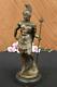 Vintage Signé Knight Warrior Bronze Statue Dalou Déco Sculpture Figurine Art