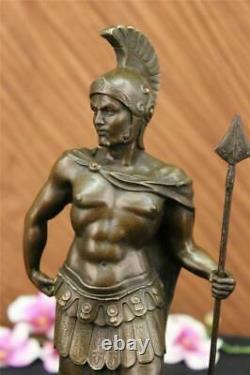 Vintage Signé Knight Warrior Bronze Statue Dalou Déco Sculpture Figurine Art