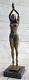 Vintage Signée Exotique Danseuse En Bronze Statue Art Déco Marron Patine Chiffre