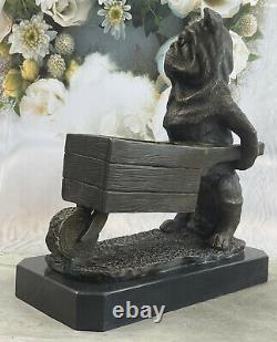 Vintage Véritable Bronze Bouledogue Métal Art Déco Serre-Livres Chien Figurines