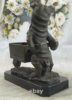 Vintage Véritable Bronze Bouledogue Métal Art Déco Serre-Livres Chien Figurines