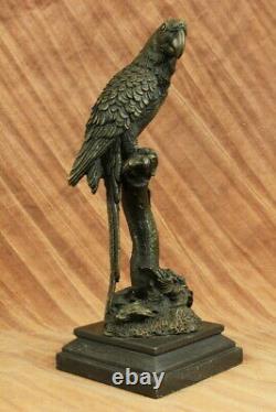 Vintage Vienna Bronze Perroquet Oiseau Sur Chaîne Figurine Autriche Art Déco Nr