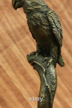 Vintage Vienna Bronze Perroquet Oiseau Sur Chaîne Figurine Autriche Art Déco Nr