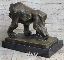 Western Art Déco Cuivre Bronze Marbre Gorilla Orang-Outan Fin Statue Sculpture